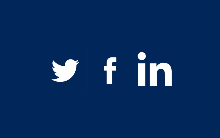 Logos for Twitter, Facebook and LinkedIn